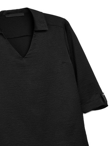 NUEVA TÚNICA DE SEÑORA NEGRA DE TEXTURA SUAVE CUELLO TALLA SIGUIENTE 8-22 MANGA CORTA - Imagen 4 de 4