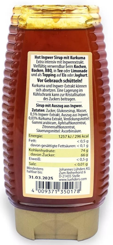 Ingwer Sirup Kurkuma in Squeeze Flasche - Bild 2 von 2