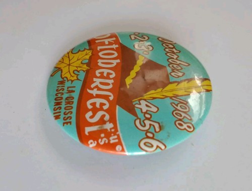 Vintage 1968 LaCross WI Oktoberfest Pin Back Button Memorabilia, 2,25" - Bild 2 von 4