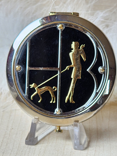 ๐ Henri Bendel Fifth Ave NY 1895 Lady & Dog double Mirrored Compact