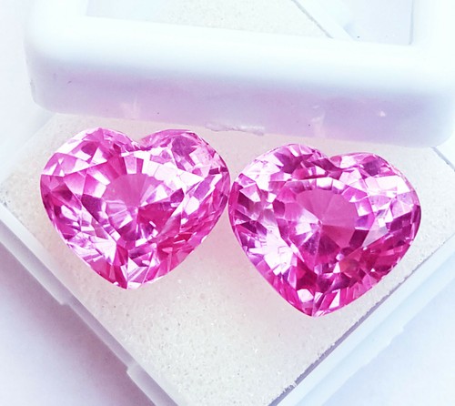 18 Ct Natural Pink Sapphire Heart Cut Certified Rare Pair Loose Gemstone RP27 - Picture 4 of 8