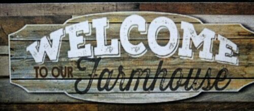 Welcome To Our Farmhouse Primitive Wooden Sign Block Shelf Sitter 2.5X5.5 - Picture 2 of 3