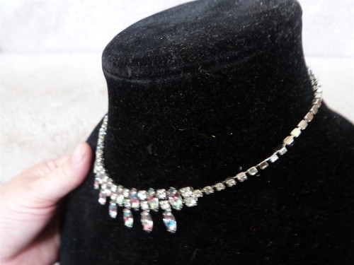 VINTAGE Marvella Brooch Pin 2" & Choker Necklace 15.25" Pink Purple Rhinestones - Picture 8 of 9