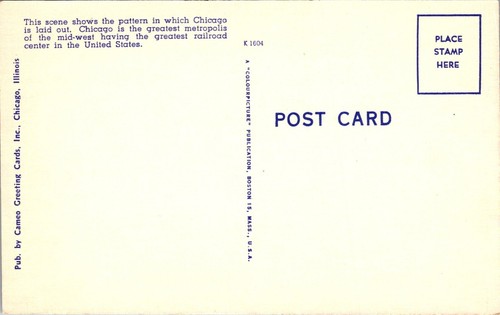 Postal de lino con vista aérea Chicago River & Loop Chicago Illinois - Imagen 2 de 2