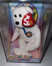 Color Me Beanie Teddy Bear by Ty Beanie Baby BBOC Kit in Clear Case 2002 Classic