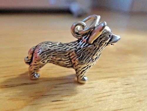 Sterling Silver 3D 15x22mm 5gram Pembroke Welsh Corgi Dog Charm - Picture 1 of 5