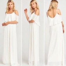 NWT Show Me Your MuMu Caitlin Ruffle Maxi Dress in White - Size S