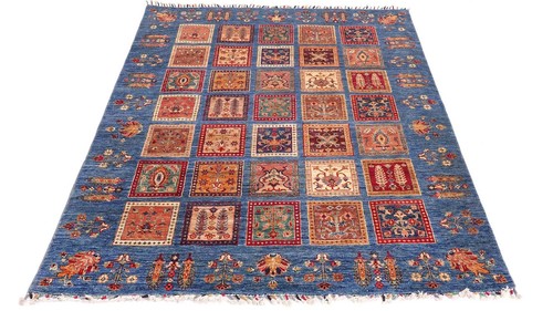 Afghan Ziegler Khorjin Bakhtiar Teppich 170x240 Handgeknüpft Blau Feldmuster b - Picture 2 of 8