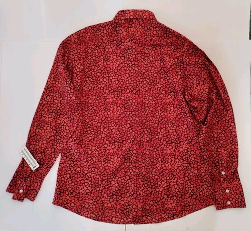 Drew Shanklin Men's XL Red Black Abstract Contrast Cuff Button Long Slv Shirt - Picture 2 of 15