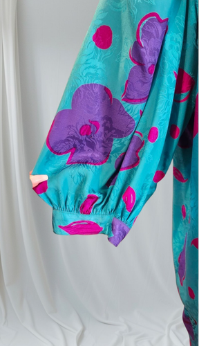 Vintage Flora Kung II 100% Silk Floral Dress Colorful Size 12 - Picture 5 of 10
