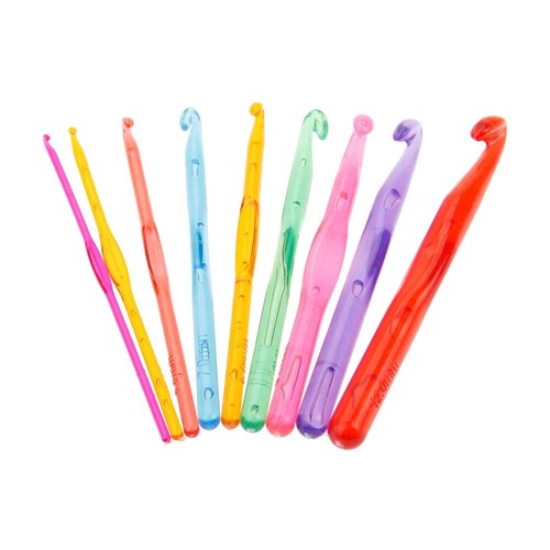 15cm Sweater Knitting Tool Transparent Plastic Candy Color Crochet Hooks 9Pcs - Imagen 4 de 12
