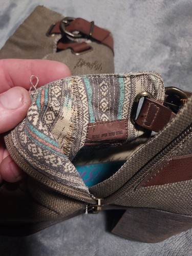 Blowfish Open Toe Shoes Women's Size 7 Rauched Fabric Zip Closure Buckle Heeled - Picture 5 of 10