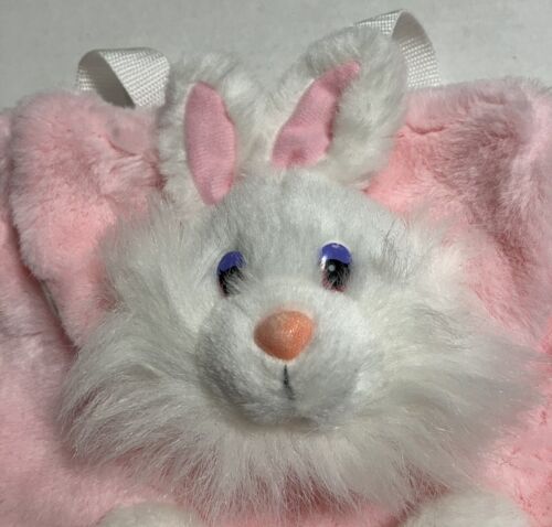 Vtg Toddler Child Small Plush Backpack 10 X 14 Pink Rabbit Hook and Loop Closure - Picture 3 of 9