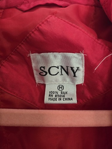 Red 100% Silk Vintage Puffy Jacket - Picture 2 of 6