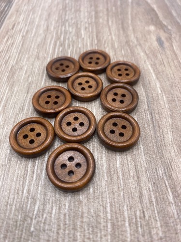 18mm Round Brown Wooden Buttons Rim Edge 4 Hole Cardigans Sewing Jacket Crafts - Picture 9 of 18