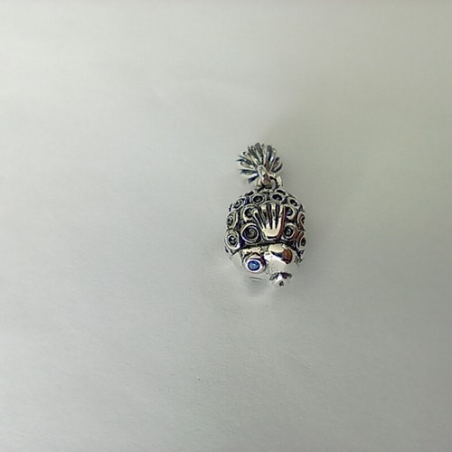 pandora silver & blue topaz charm item retired fish - Picture 3 of 4