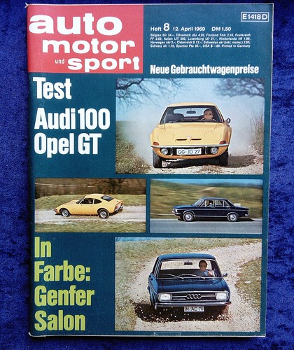 AMS, Auto Motor und Sport Nr. 8/1969,  Opel GT, Audi 100, Fiat 124, Autobiancchi - Bild 1 von 14