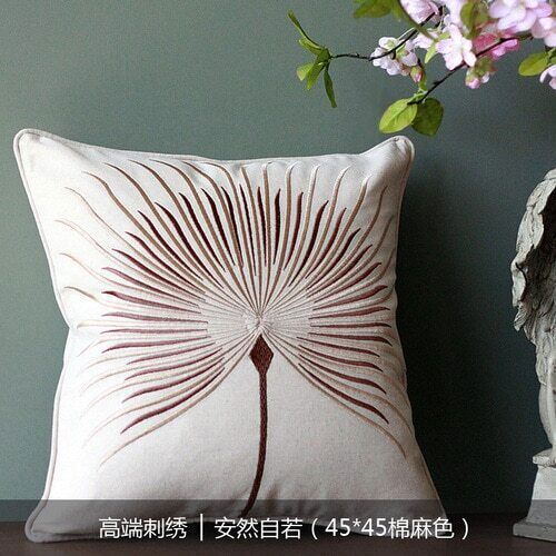 Home 45x45cm Throw Pillow Cotton Linen Embroidered Pillow Cover Sofa Cushion - Bild 26 von 34