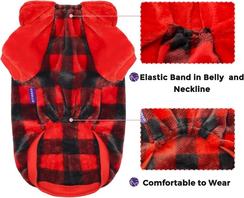 Hundepullover Hoodie warm Flanell Sweatshirt Thermo Büffel kariert Wintermantel - Bild 12 von 17