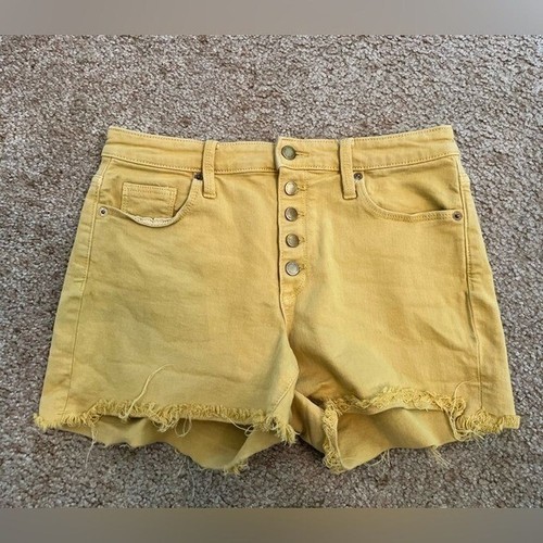 Pantalones Cortos Denim Universal Thread Amarillo Botón-Fly Distressed Tiro Alto Verano 8/29 - Imagen 1 de 5