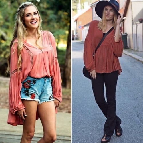NWOT Young Fabulous and Broke Tress Oversized Peasant Blouse Top size L Women's - Picture 13 of 13