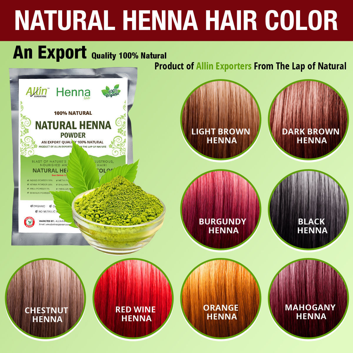 Natural Henna Hair Color - 100% Organic and Chemical Free Henna for Hair  Color | eBay