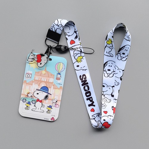 Porta carte d'identità badge cane cartone animato Snoopy e cinturino collo cordino - Foto 15 di 18