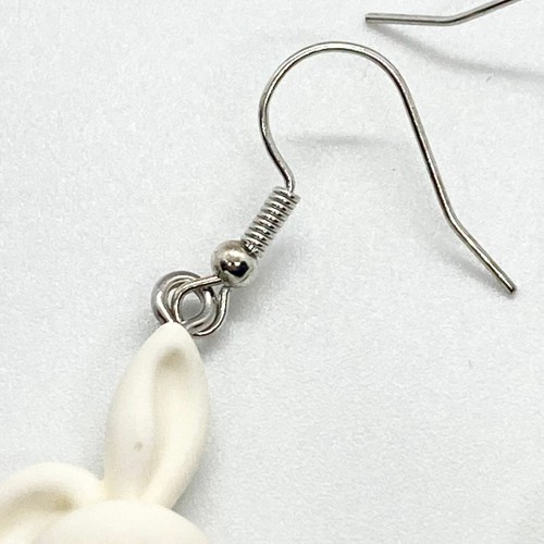 Par de pendientes colgantes Kawaii polímero conejito conejo y zanahoria - Imagen 4 de 10