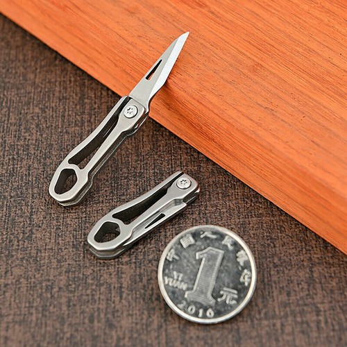 Mini TC4 Titanium keychain Folding Letter Opener Tool Outdoor Pocket Knife Blade - Picture 4 of 12