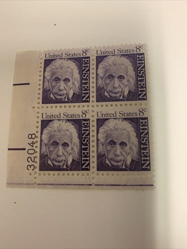 1966 US Stamp 8 c Albert Einstein MNH VF Plate block of 4 - Picture 1 of 2