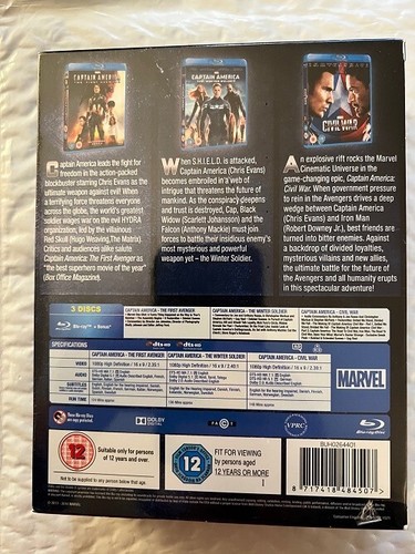CAPTAIN AMERICA - 3-MOVIE COLLECTION BOX SET - BLU-RAY  - BRAND NEW! - Picture 2 of 3