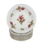 7 VINTAGE FLORAL PARK FLP1  Moss Rose Soup Bowls 7 1/2" Japan