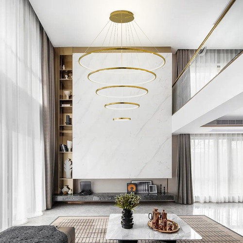 113w 39.3 inch 5-ring Ceiling Chandelier W/ Remote Downwards Led Pendant Lamp - Picture 4 of 16