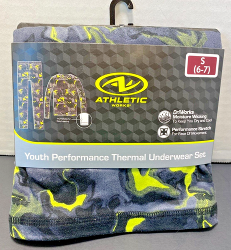 Athletic Works Boys Youth Performance Thermal Underwear Set Black Yellow S (6/7) - Picture 1 of 3