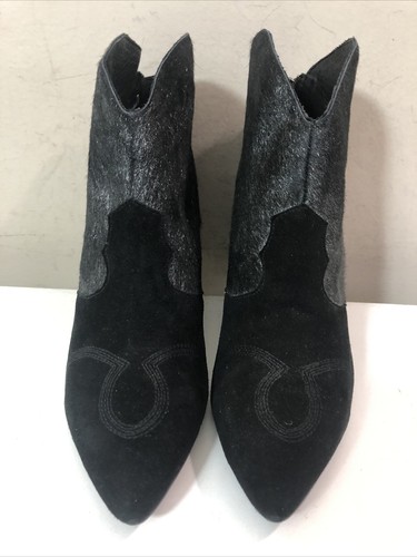 Women's Lola Cruz Black Suede Gray Horsehair Cowboy Boots Size 5.5 - Picture 3 of 12