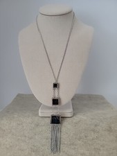PAPARAZZI JEWELRY Pendant Necklace And Earring Set NWT Silver Tone/ Black