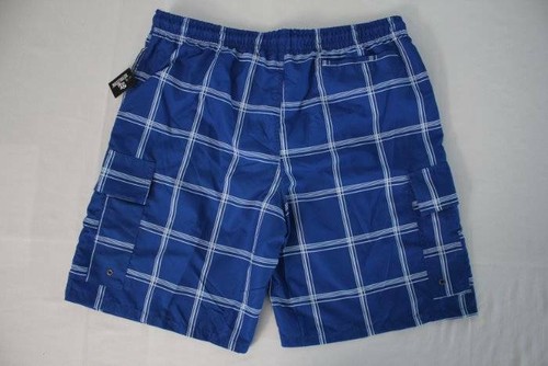 Mens Swim Trunks Large Board Shorts Swimsuit Blue Cargo Pockets Lined Beach Pool - Picture 2 of 3