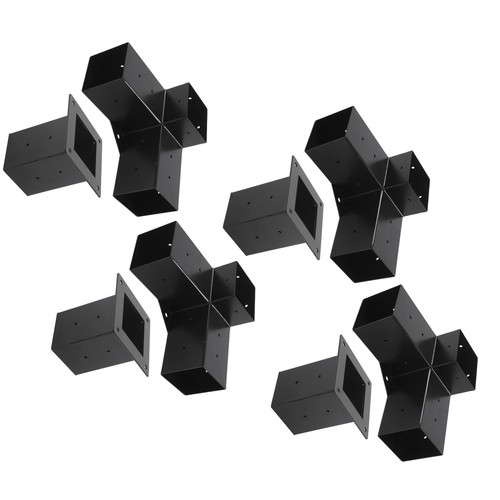 8Pcs Pergola Corner Extension Bracket Steel Elevated Wood Stand Hardware Kit - Picture 6 of 12