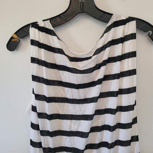 NWT A.L.C. Black White striped modal jersey ruched layered zip dress size M USA - 第 14/16 張圖片