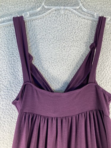 Hannah Women's Junior's Short Halter Dress Medium  Plum Babydoll Raw Hem - Picture 7 of 12