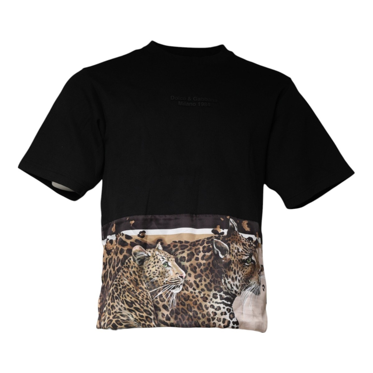 【Dolce & Gabbana】スウェットシャツ DCハートエンブロイダリ― DOLCE & GABBANA T-shirt Black Leopard Cotton Short Sleeves