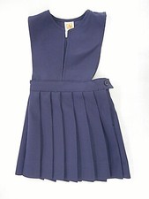 Girls A Navy Blue V-Slit Knife Pleat Uniform Dress Regular  1/2 Sizes 3-16 1/2
