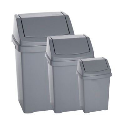 Silber - 8L 25L 50L Kunststoff Schwenkdeckel Abfalleimer Müll Mülleimer Büro Küche UK