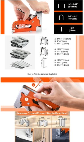 3 In 1 Powerful Heavy Duty Tacker Staple Gun Wood Craft Upholstery Stapler +1000 - Picture 8 of 13