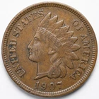 1907 Extremely Fine (XF) Indian Head Penny Cent g