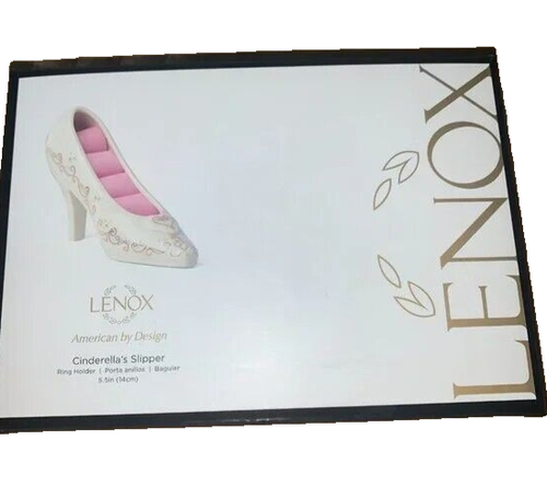 Lenox Disney Cinderella's Porcelain Slipper Ring Holder Pink Satin/Gold Trim New - Picture 3 of 4