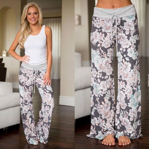 Damen Floral Palazzo Hose weit ausgestellte Bein Leggings Hose NEU Plus Größe - Bild 3 von 31