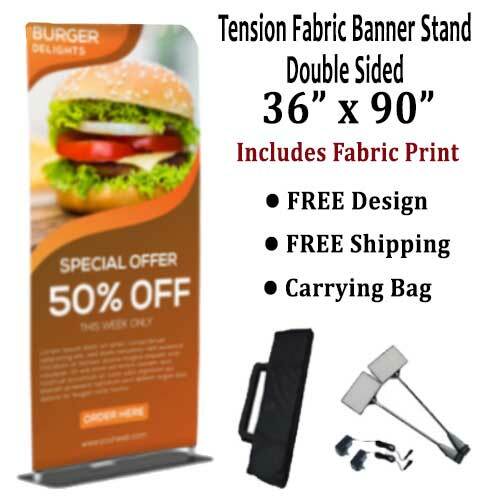 Soporte para pancartas - Tela de tensión 36"x90" - ¡Incluye impresión de tela y luz LED! - Imagen 1 de 6