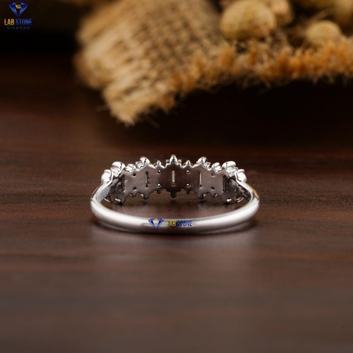 0,55 TDW Baguette und Rundschliff Labgrown Diamant Ring 18k Weißgold Labstone - Bild 4 von 5
