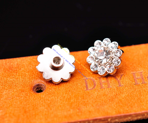 10X Clear Rhinestone Crystal Handmade Flower Leathercraft Handbag Concho 14mm - Picture 8 of 12